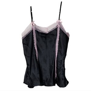 BONGO‎ x VINTAGE Y2K Satin feel slip tank in black / pink size XL